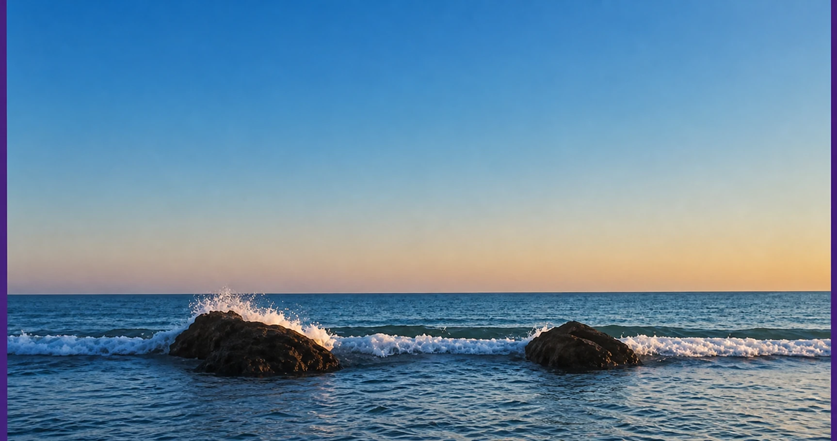 水平线构图案例:海天交界线贯穿宽幅海景